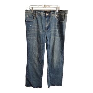 Venzia Plus Size Stretch Bootcut Blingy Front Preppy Boho Festival Jean 20